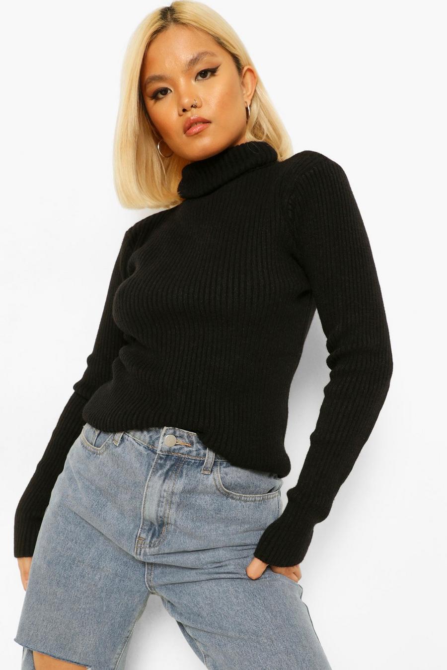 Petite Knitted Rib Roll Neck Top image number 1