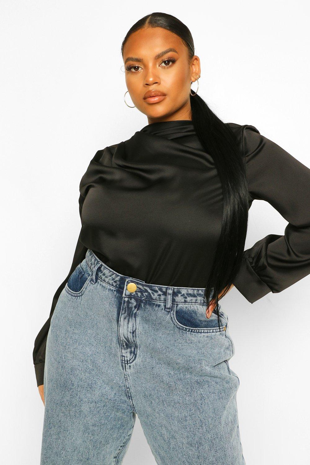 boohoo satin blouse