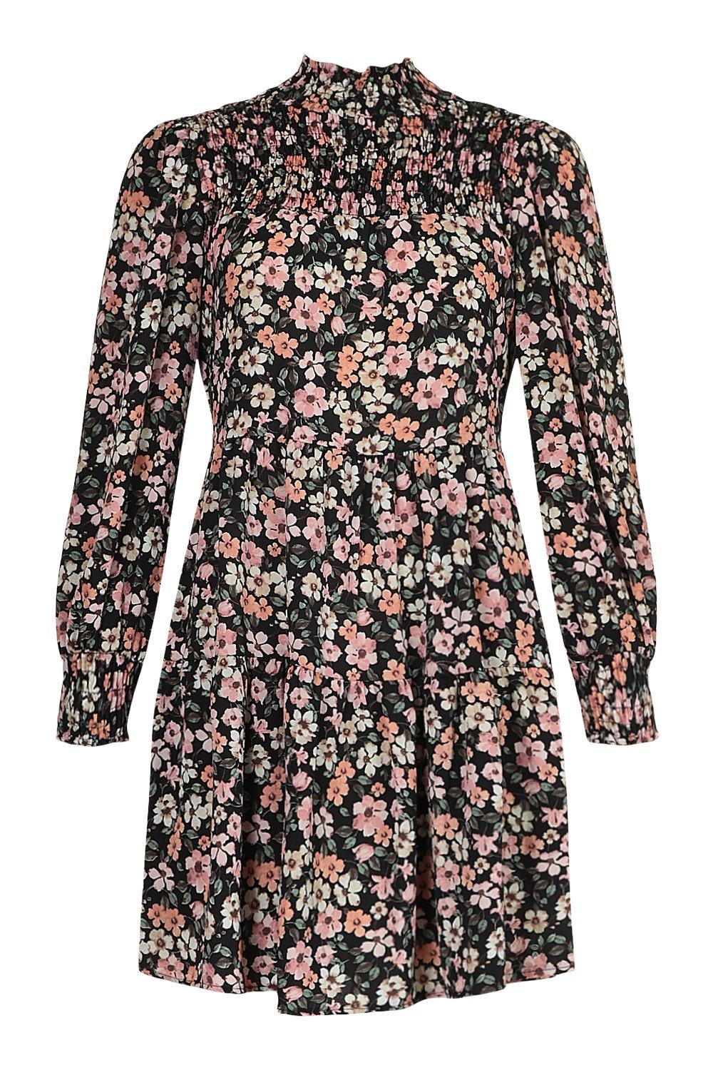 Missguided floral clearance high neck dress