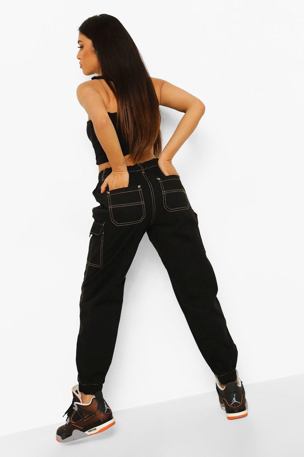 Denim utility joggers womens sale