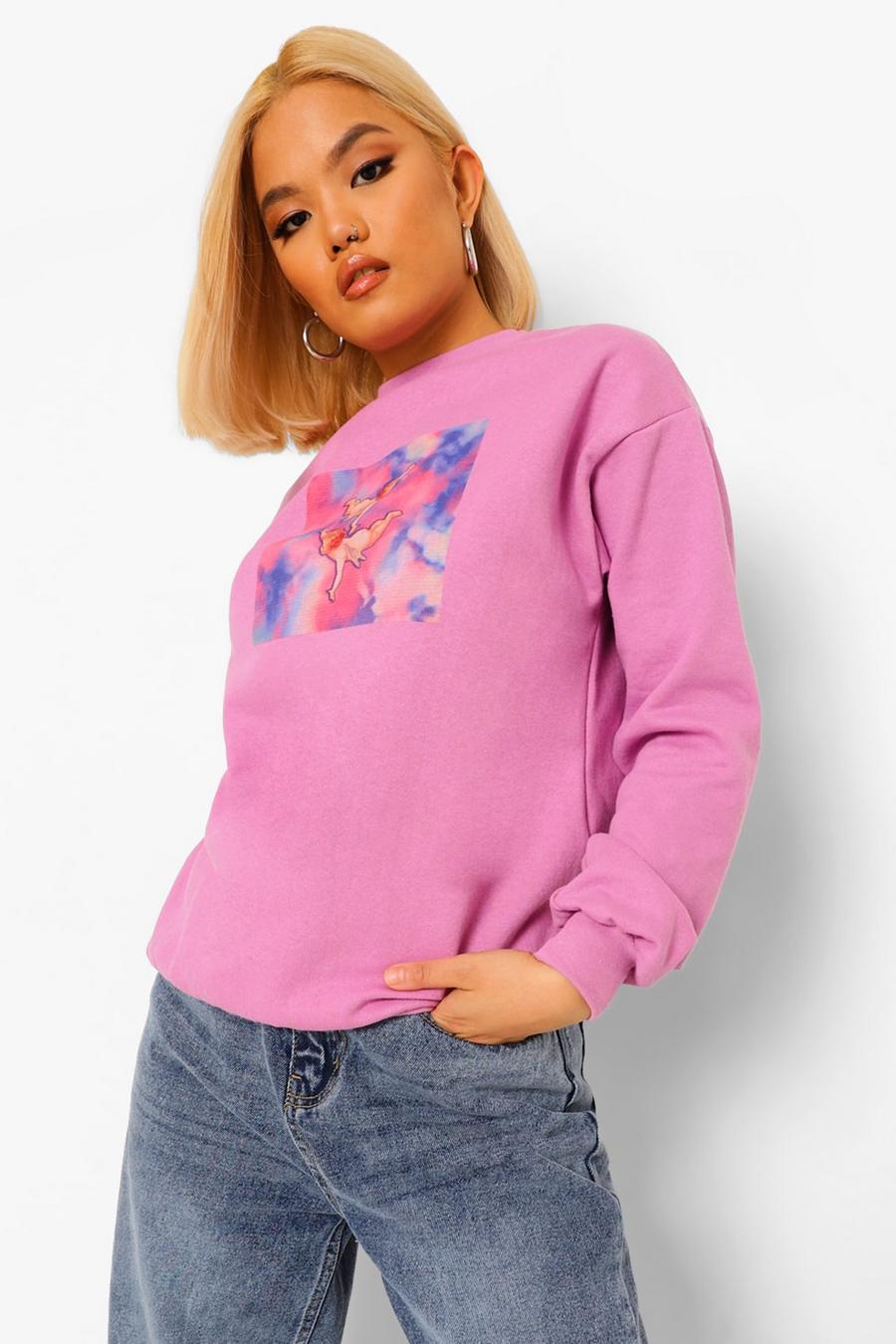 Lilac Petite Cherub Print Sweatshirt image number 1