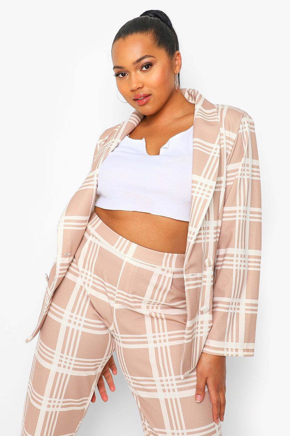 Plus size sale check blazer