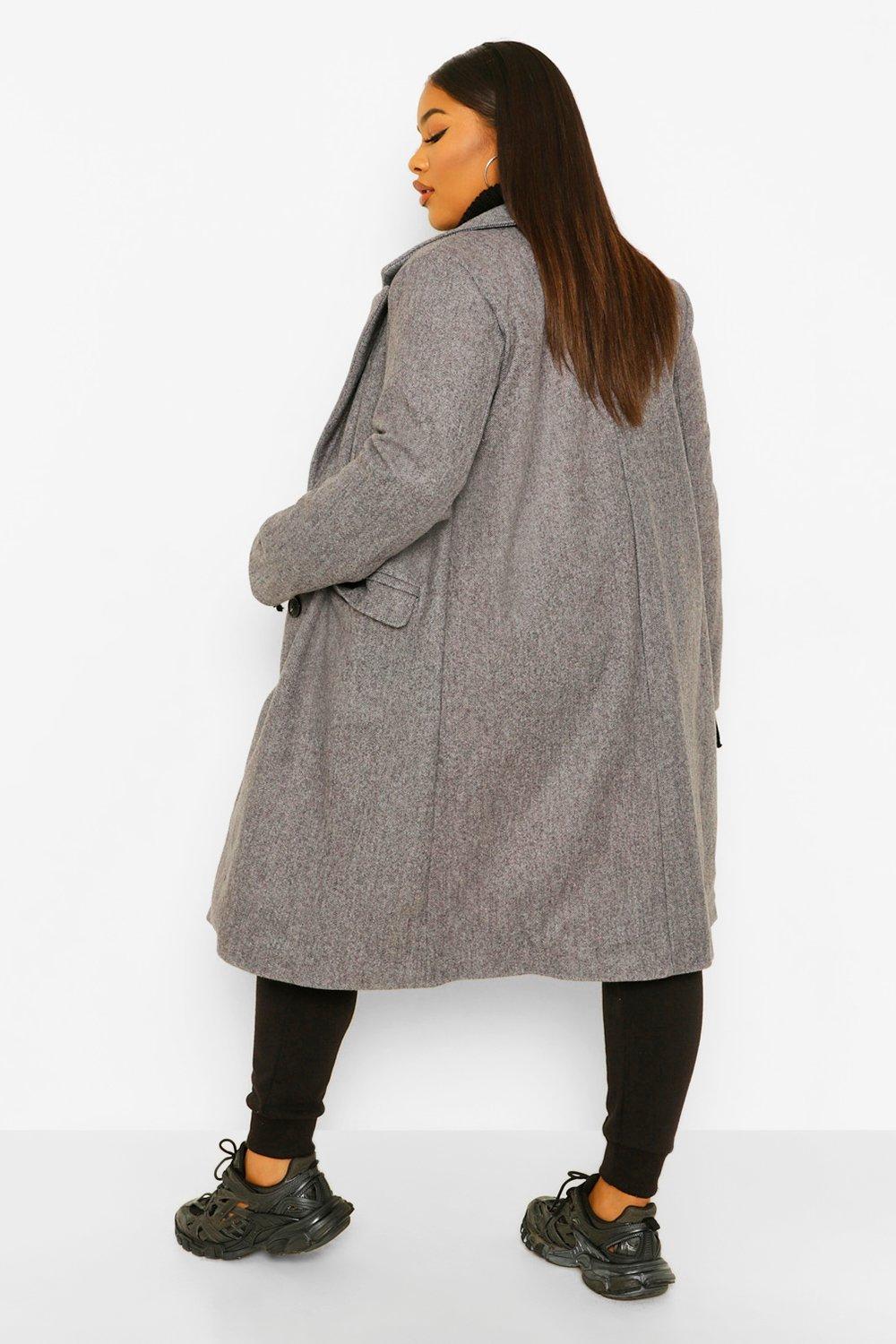 Plus size shop herringbone coat