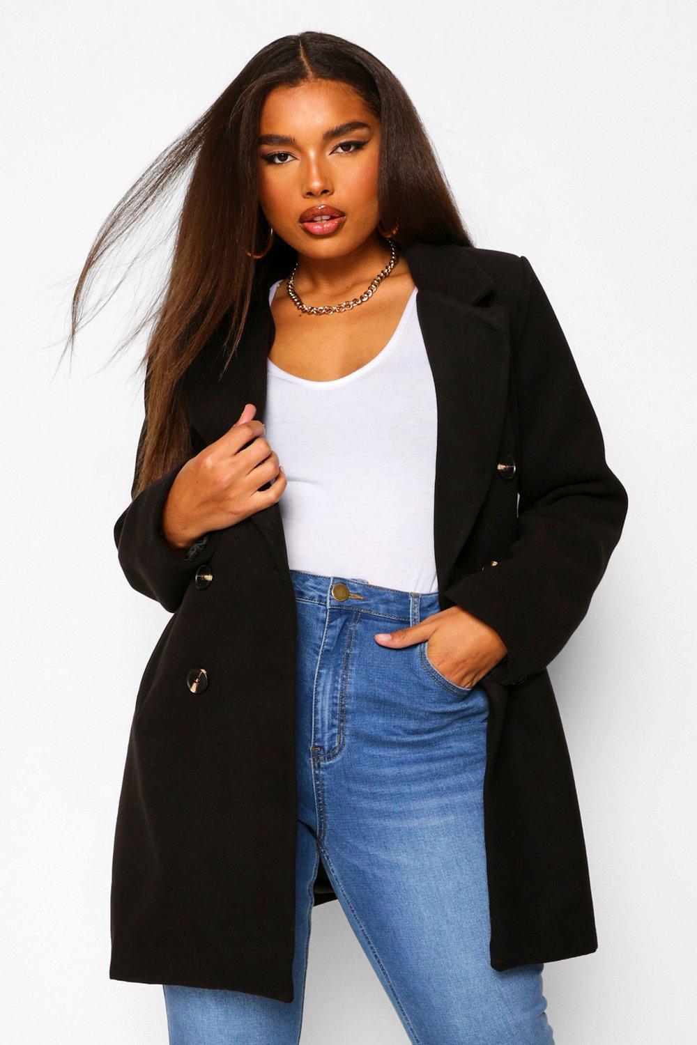 Women's Plus Double Breasted Wool Look Coat