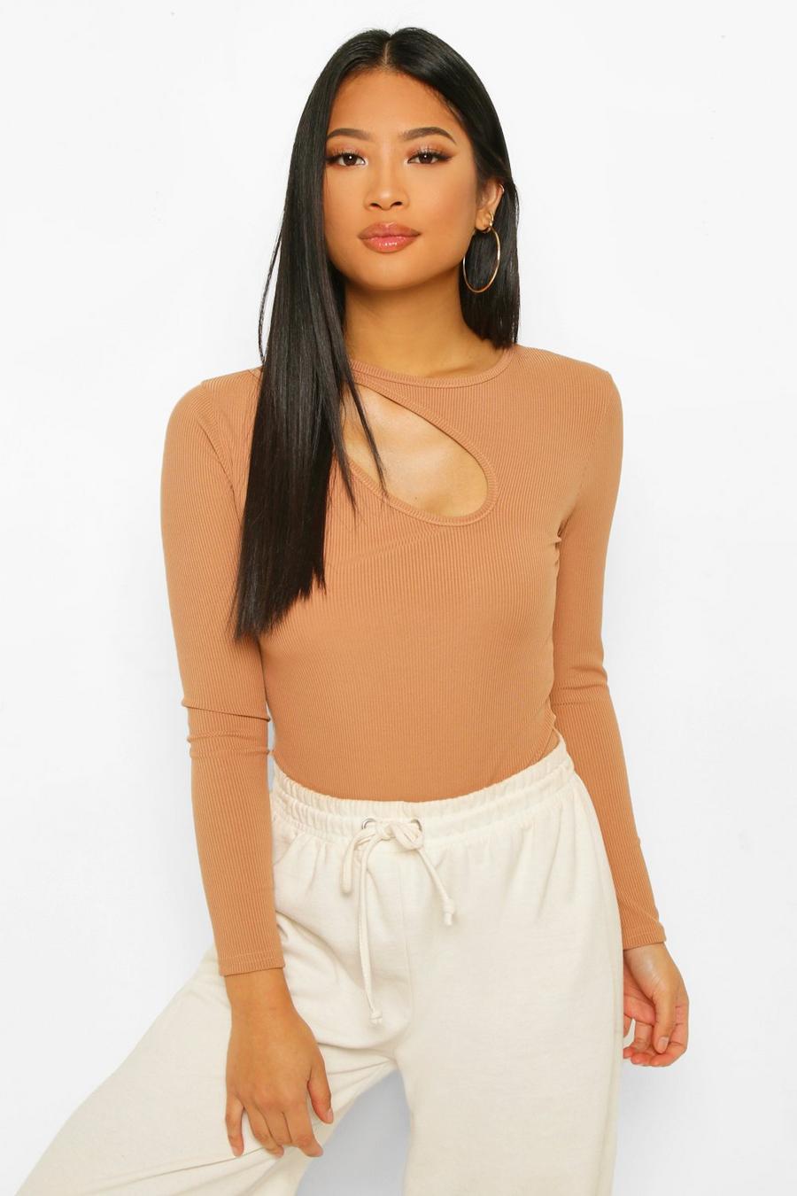 Nude Petite Cut Out Detail Rib Bodysuit image number 1