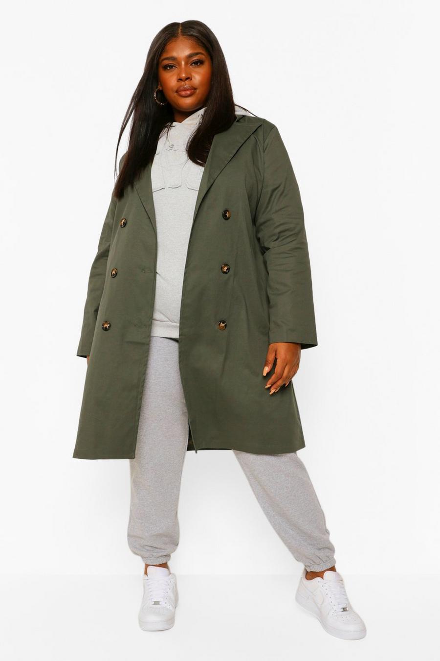 Khaki Plus O Ring Belted Trench Coat image number 1