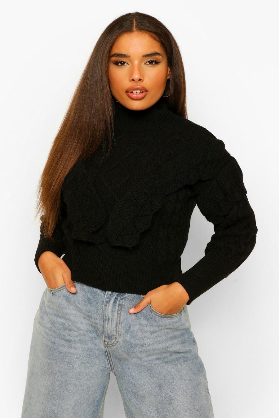 Black Plus Tassel High Neck Sweater image number 1