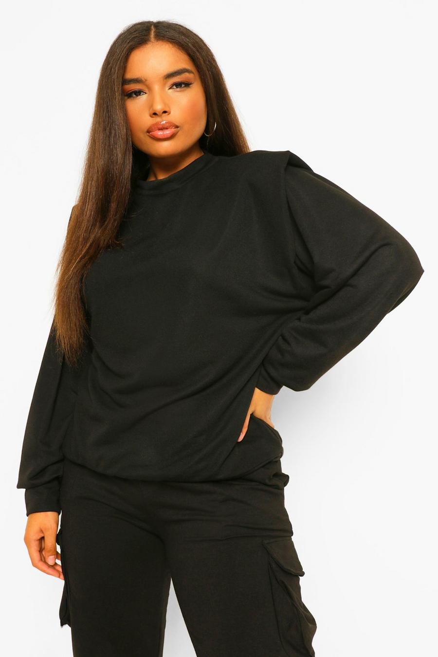 Black Plus - Sweatshirtklänning med axelvaddar image number 1