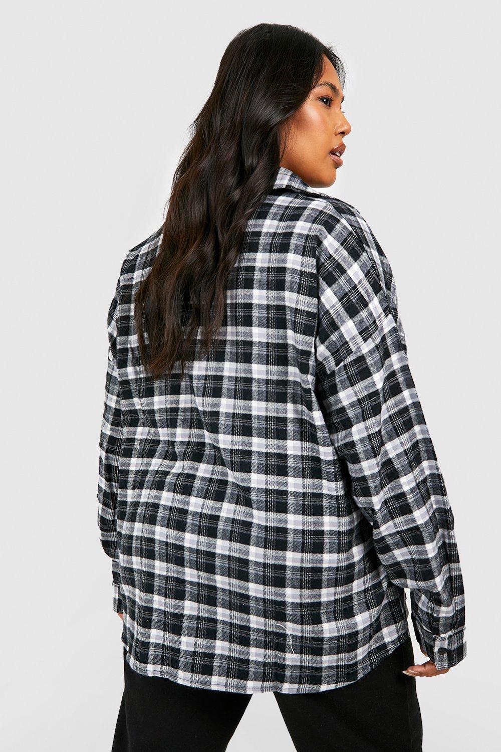 Women's Plus Size Plaid Long Sleeve Oversized Button-Down Flannel Shirt -  Wild Fable Navy 2X, Size: 2XL, Blue, by Wild Fable