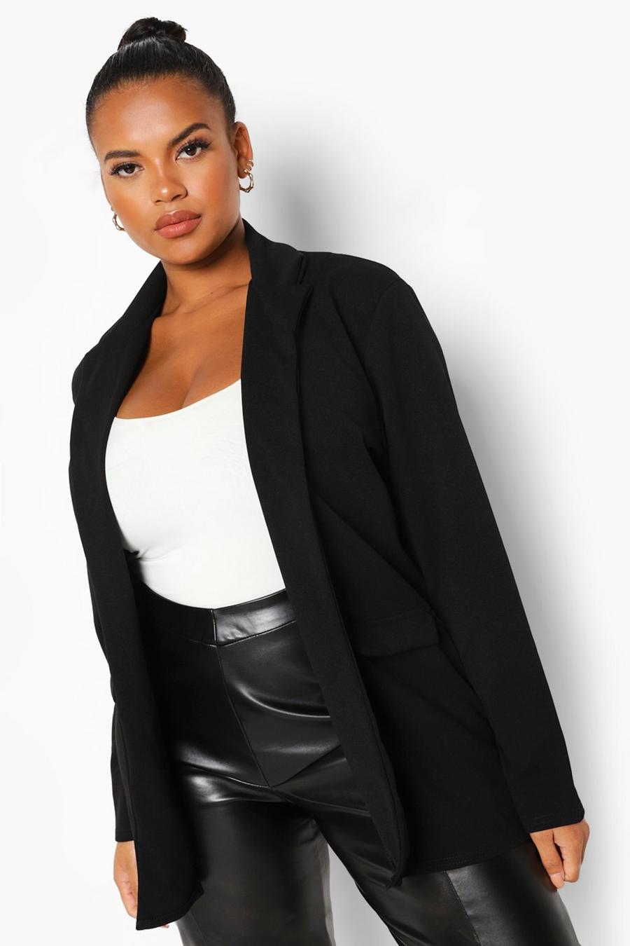 Black Plus Oversized Boyfriend Blazer image number 1