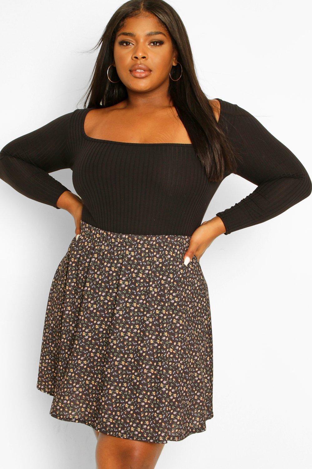 Boohoo black skater skirt hotsell