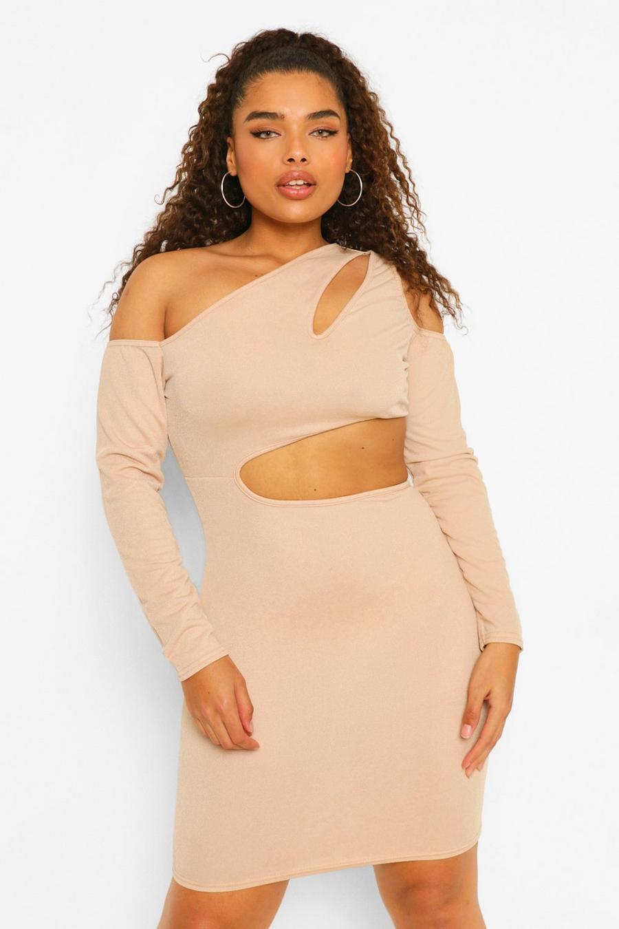 Stone Plus Cut Out Side Long Sleeve Bodycon image number 1