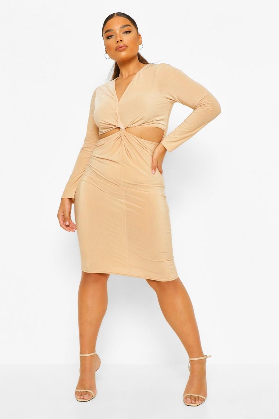 Stone Plus Soft Touch Knot Cut Out Midi Dress image number 1