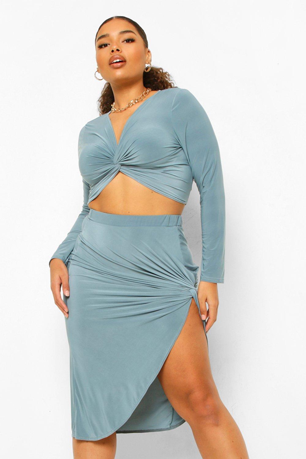 boohoo plus size pencil skirt