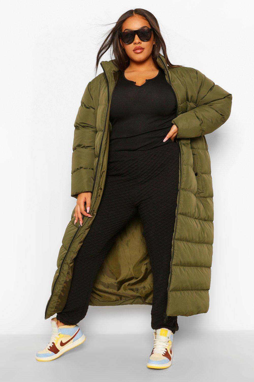 Plus Size Longline Puffer Jacket