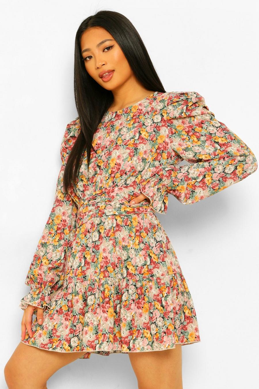 מולטי שמלת סקייטר עם שרוולים עם נפח פטיט image number 1