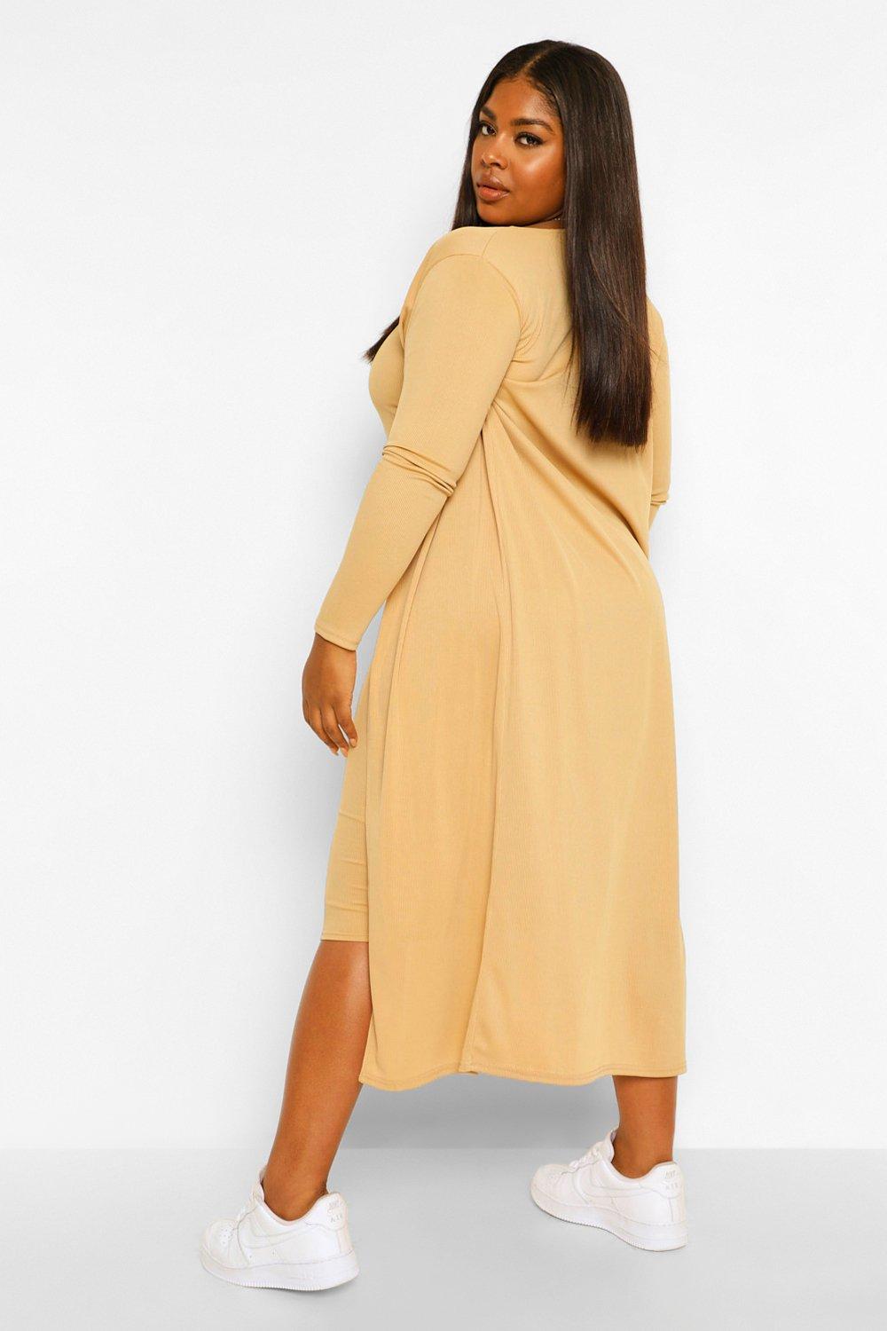 Boohoo ribbed outlet midi dress