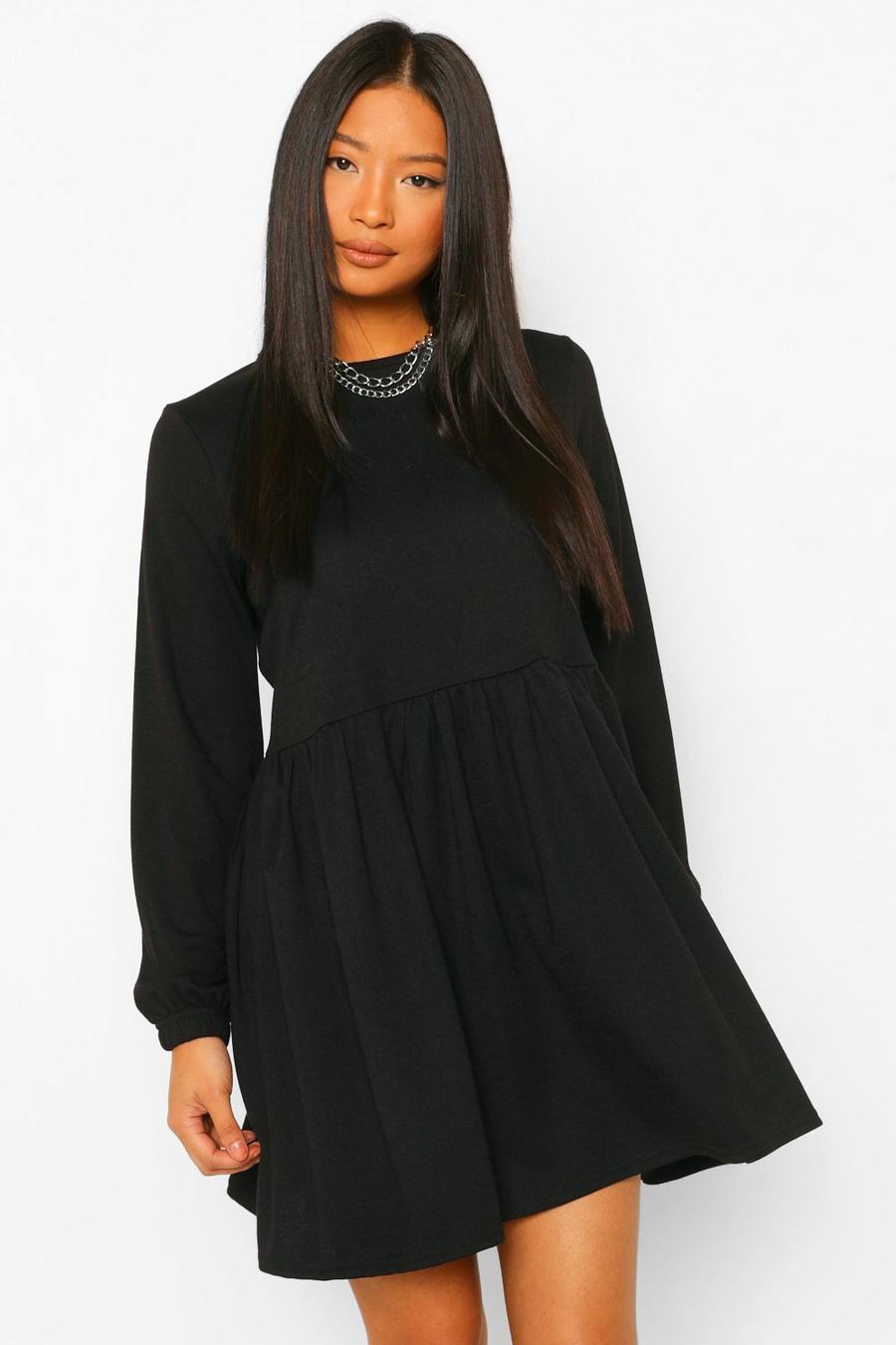 Vestido estilo blusón en delantal Petite, Negro image number 1