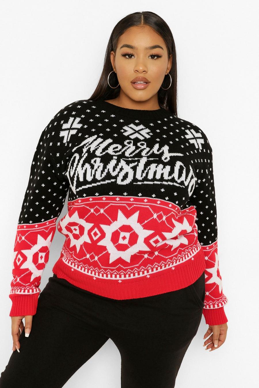 Black Plus Christmas Fairisle Jumper image number 1