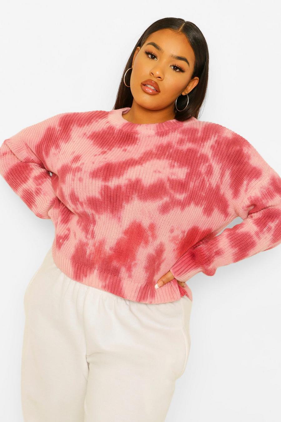 Berry Plus Tie Dye Knitted Jumper image number 1