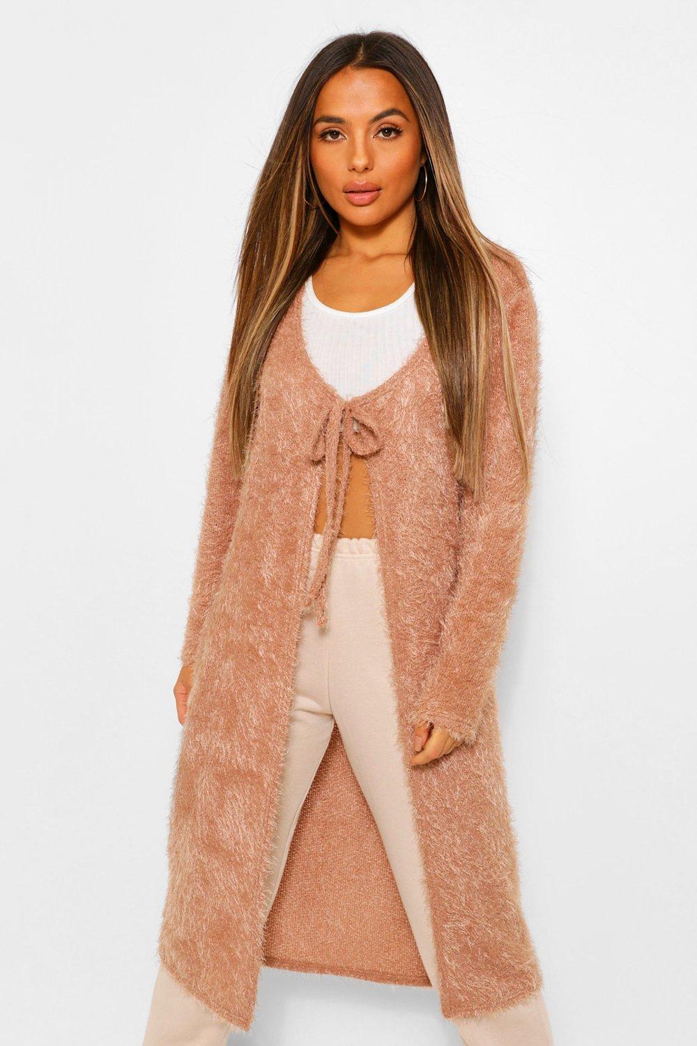 knitted tie front cardigan