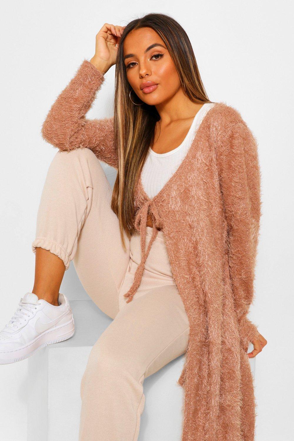 knitted tie front cardigan