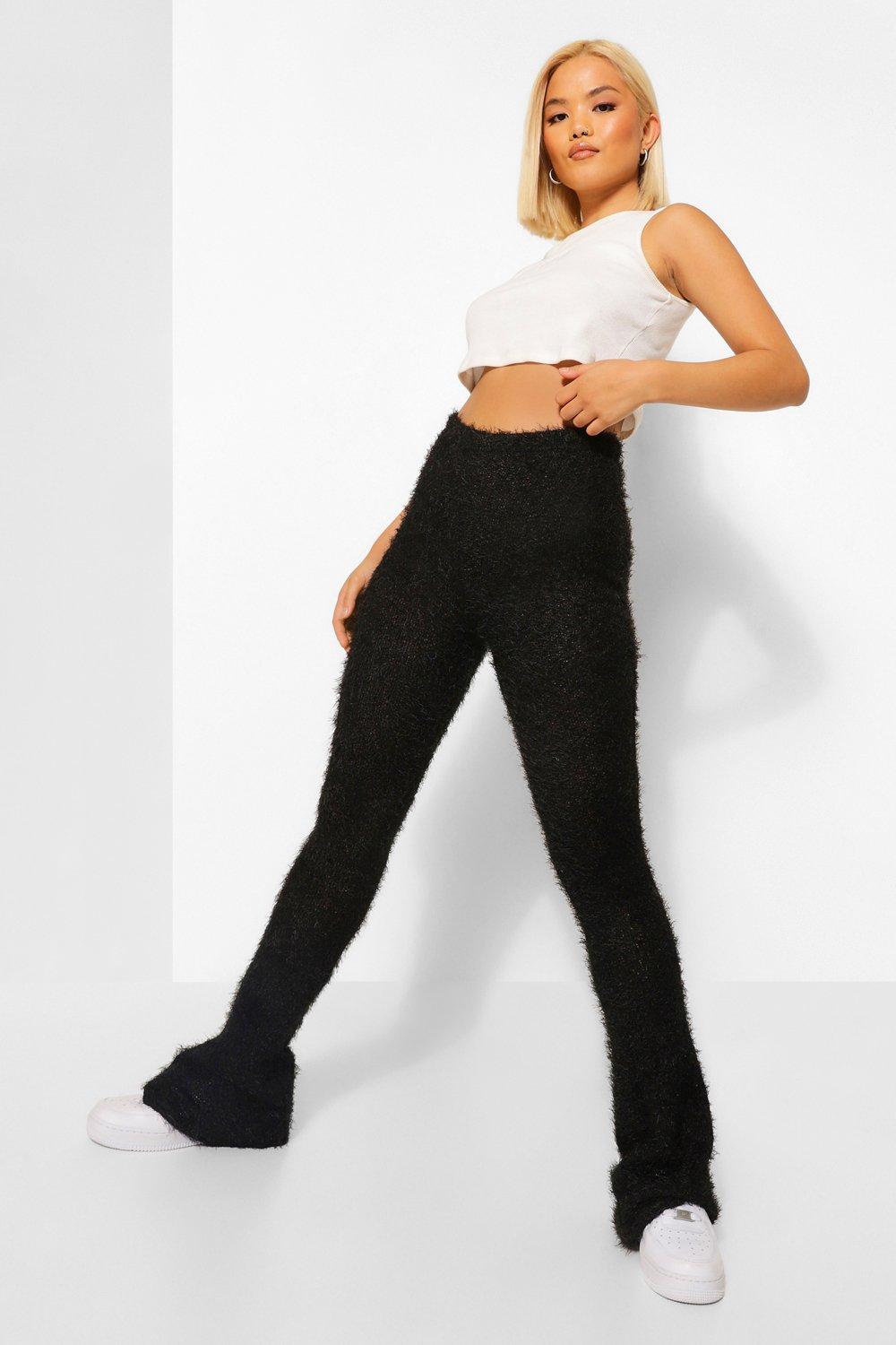 Boohoo black flared on sale trousers