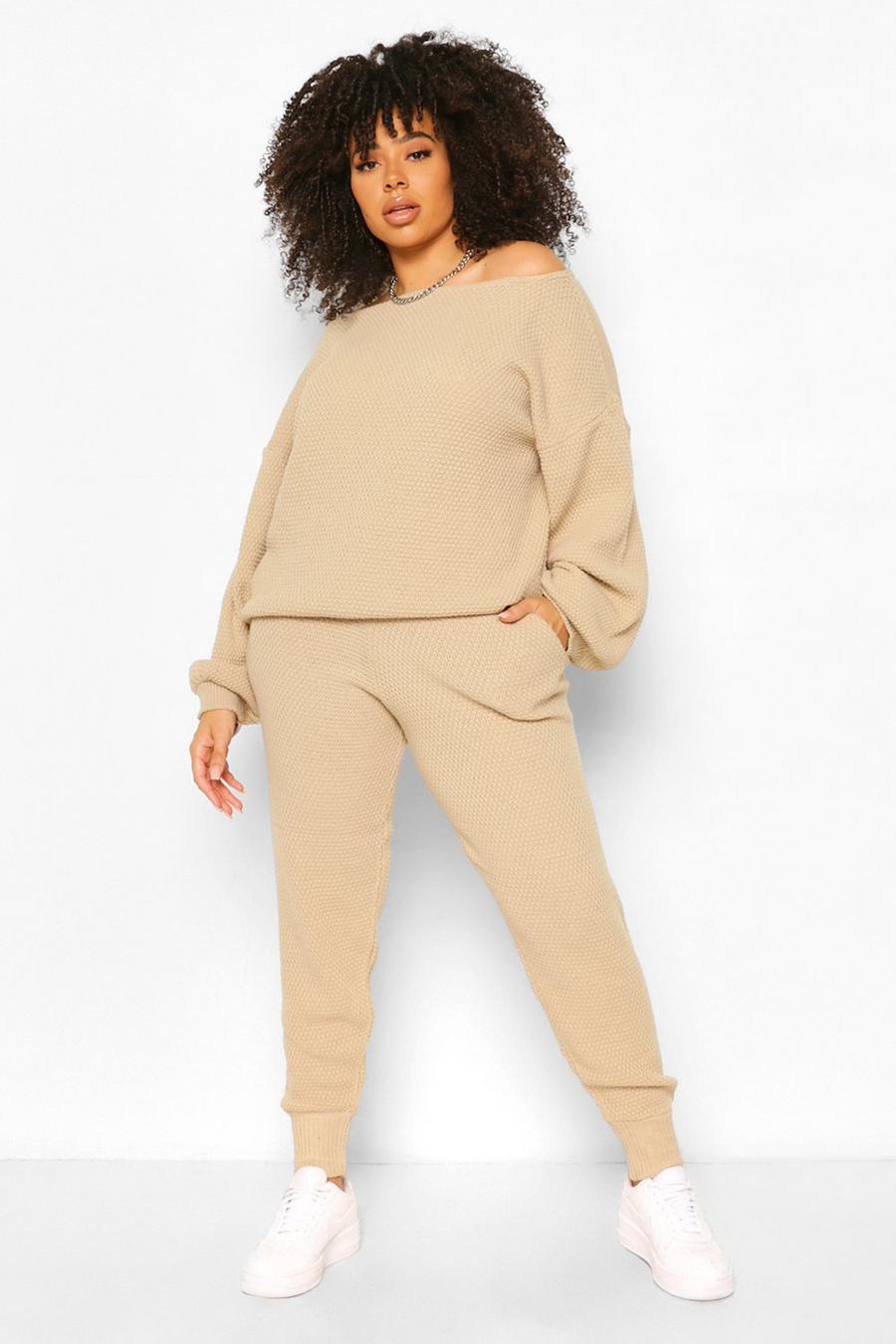Plus Puff Sleeve Jumper and Jogger Knit Set image number 1