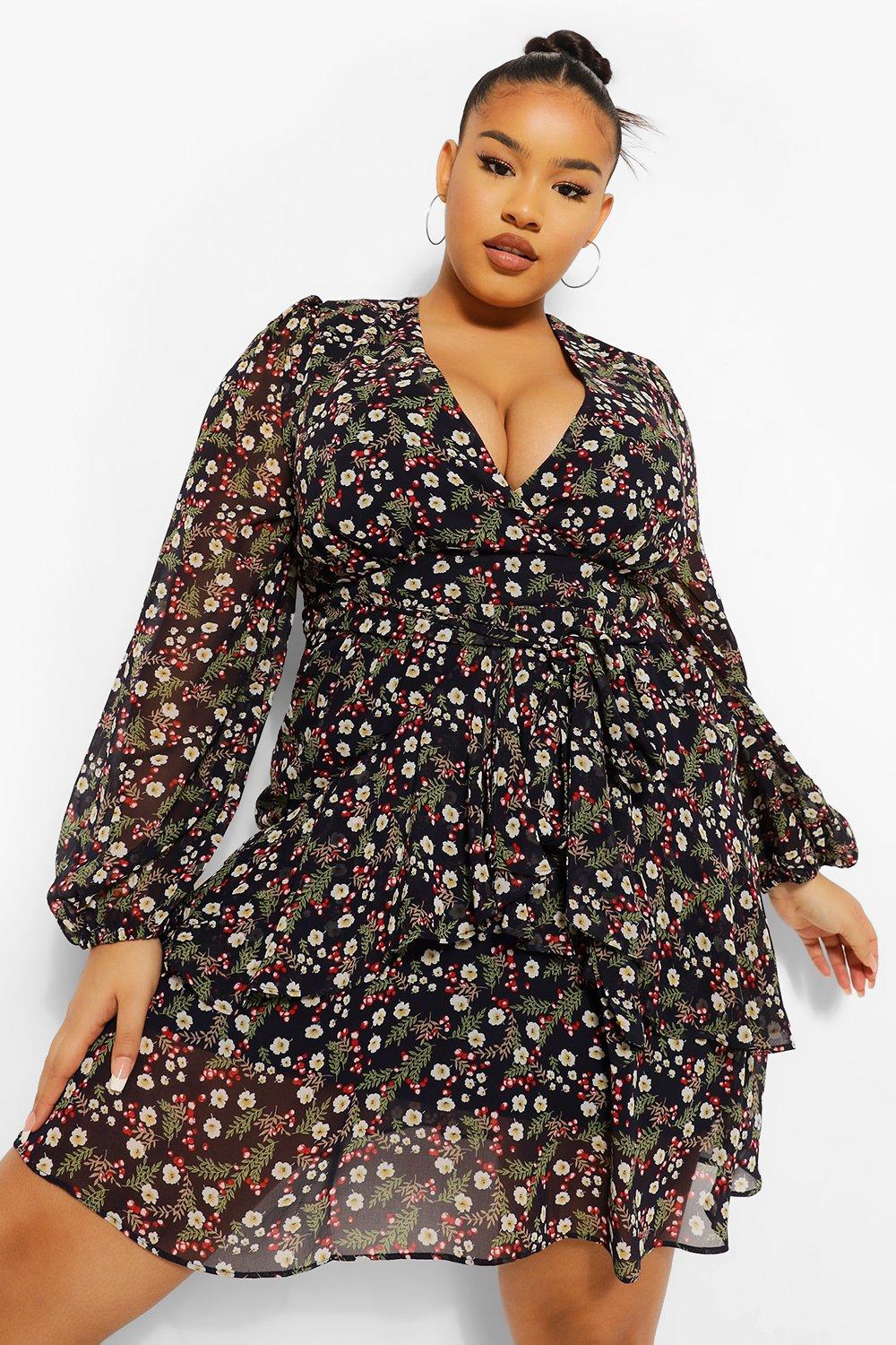 Plus size best sale floral mini dress