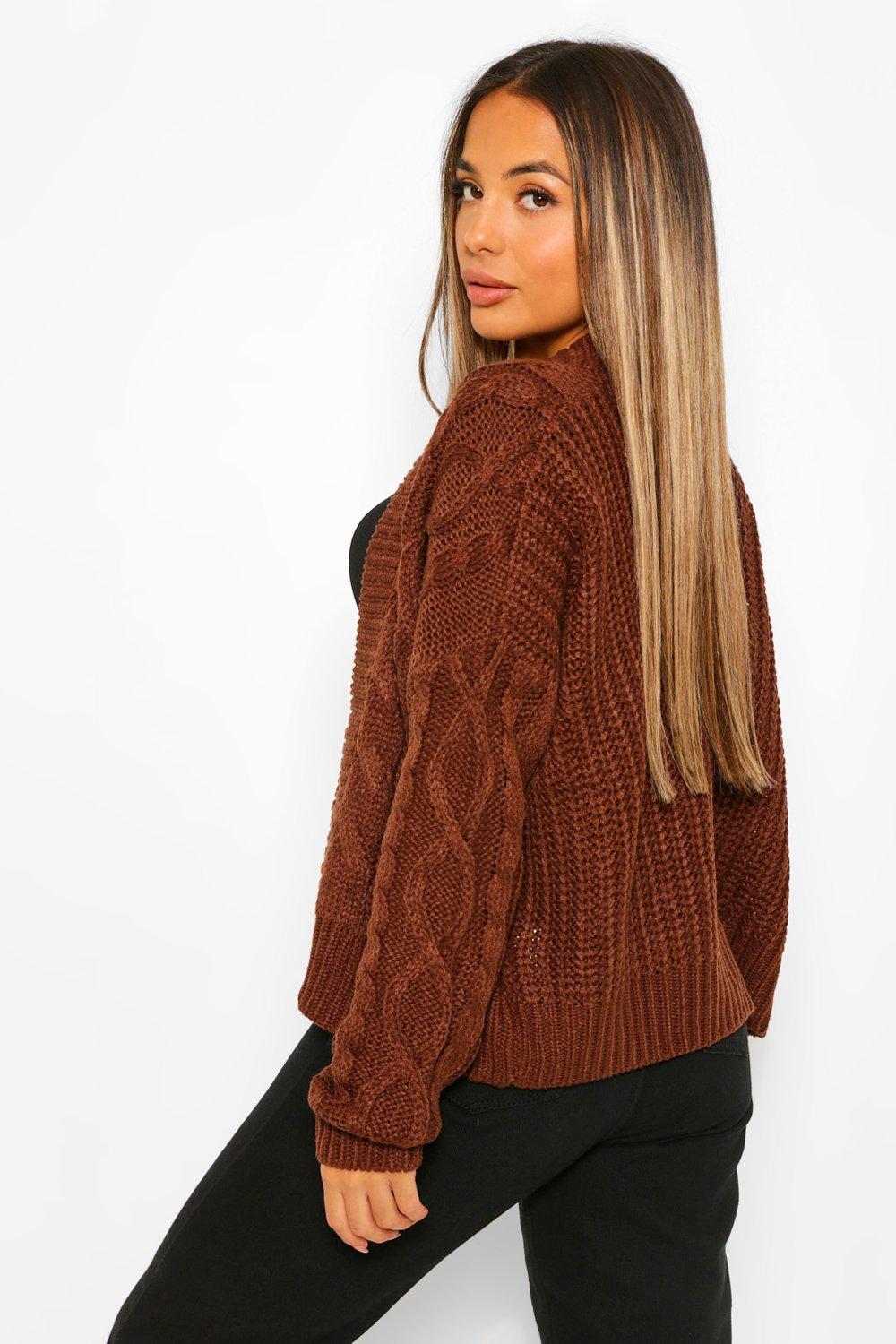 petite cable knit cardigan