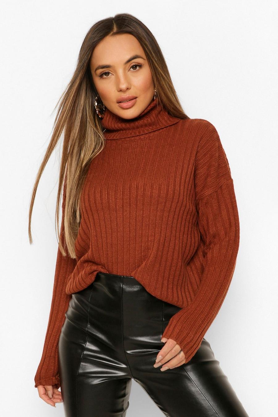 Rust Petite Roll Neck Knitted Jumper image number 1
