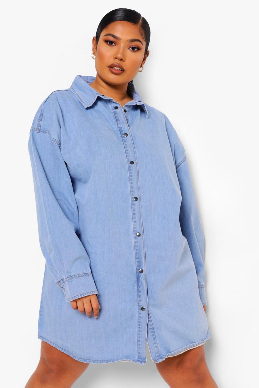 Plus - Robe chemise en jean coupe oversize image number 1