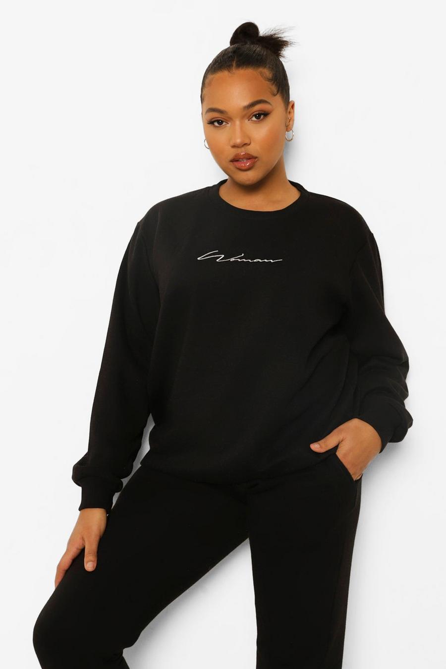 Black svart Plus - Woman Sweatshirt med rund hals