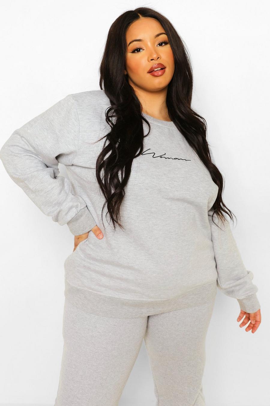 Grey grå Plus - Woman Sweatshirt med rund hals