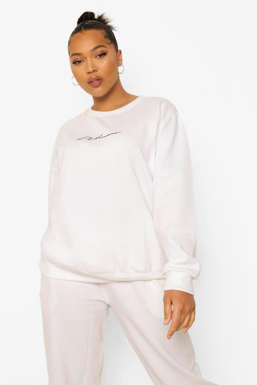 White vit Plus - Woman Sweatshirt med rund hals image number 1
