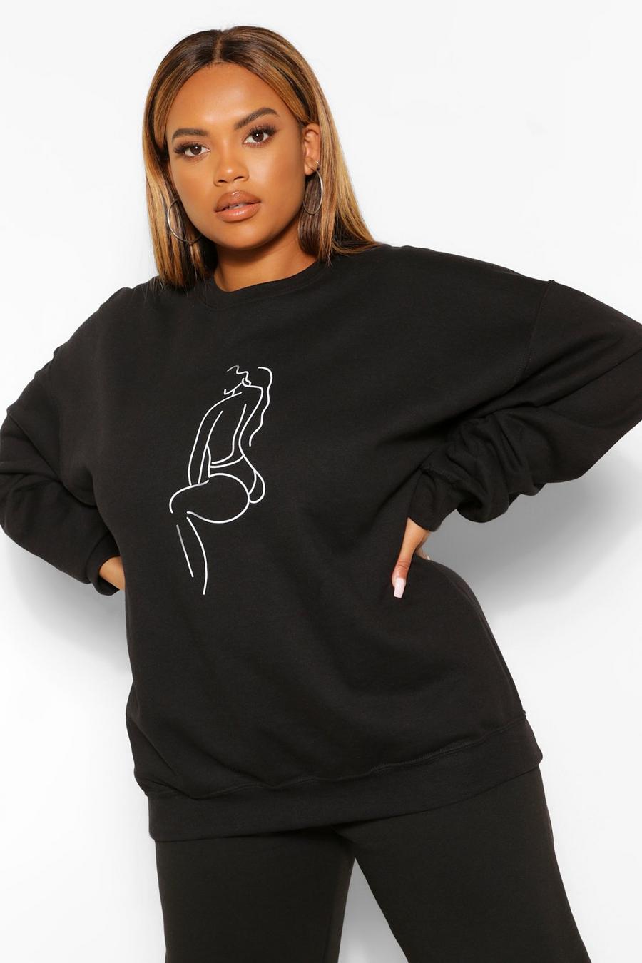 Black nero Plus Back Outline Sweatshirt