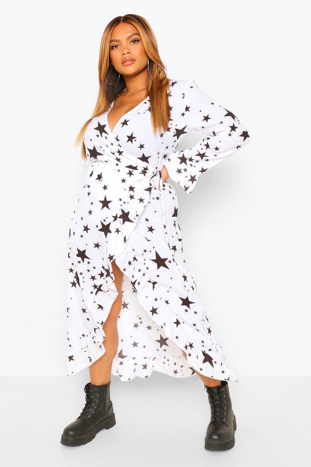 star print dress boohoo