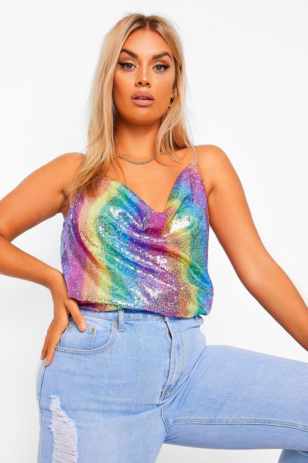 Rainbow sequin tops on sale