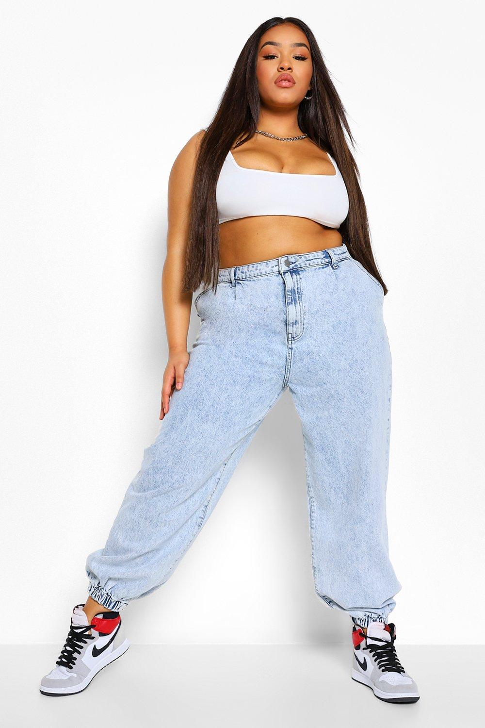 light blue jean joggers