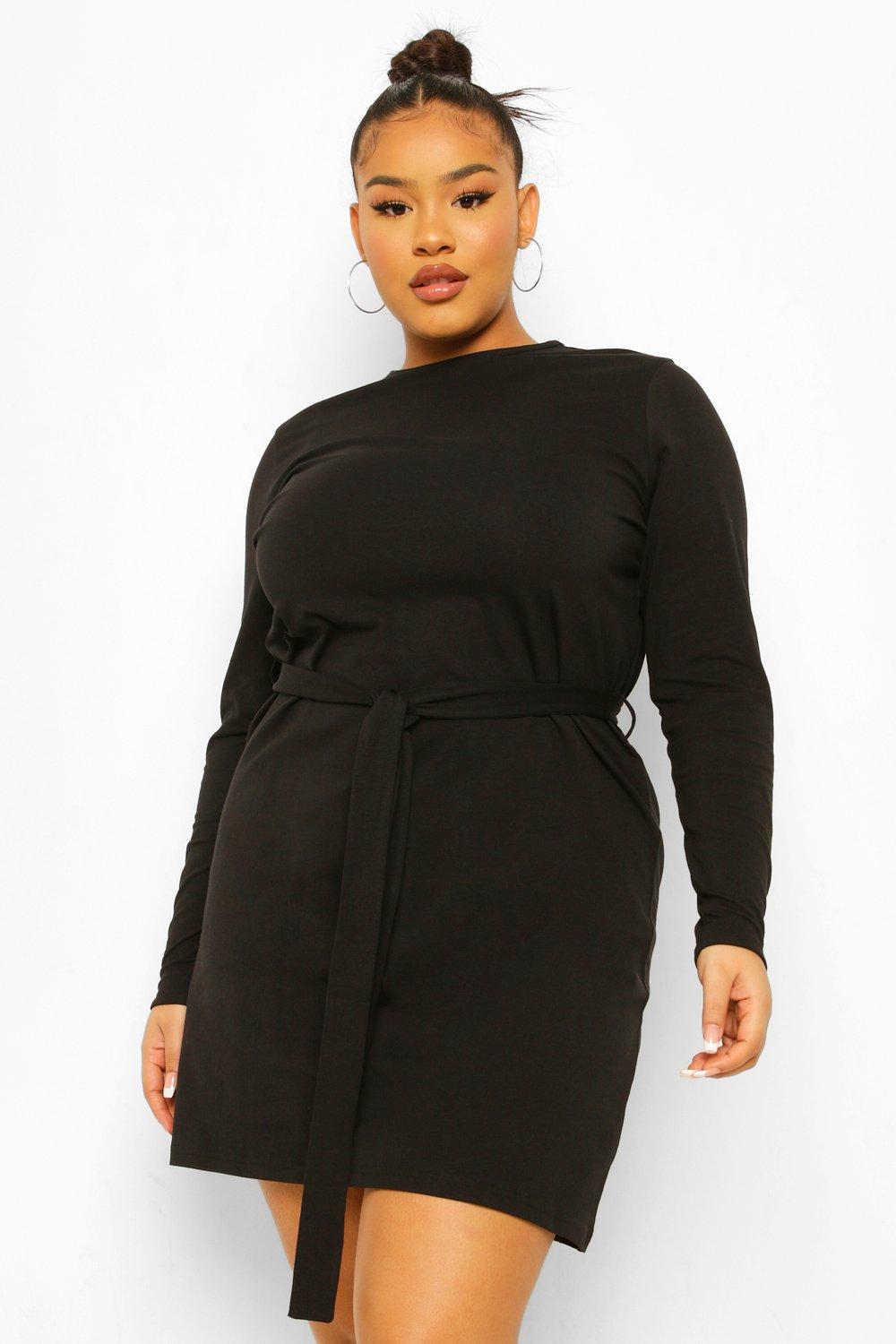 black jersey swing dress