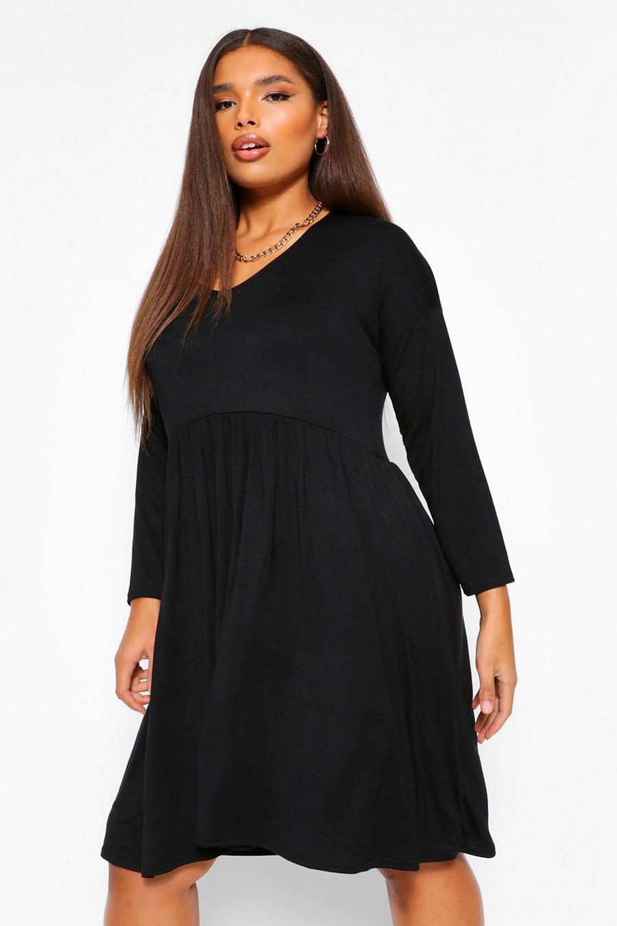 Black Plus - Långärmad klänning med V-ringning image number 1