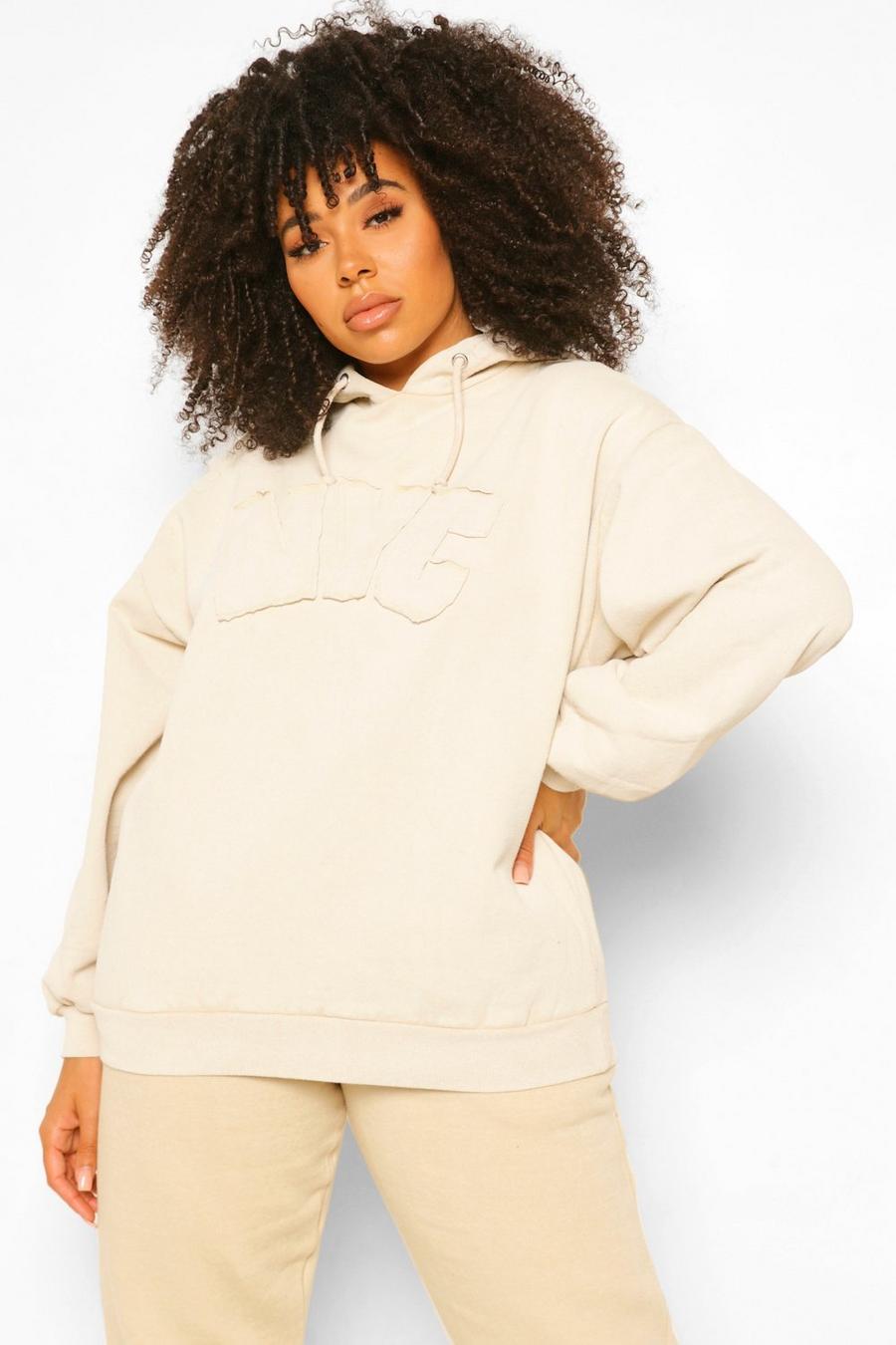 Sand Plus Washed Nyc Applique Hoodie image number 1