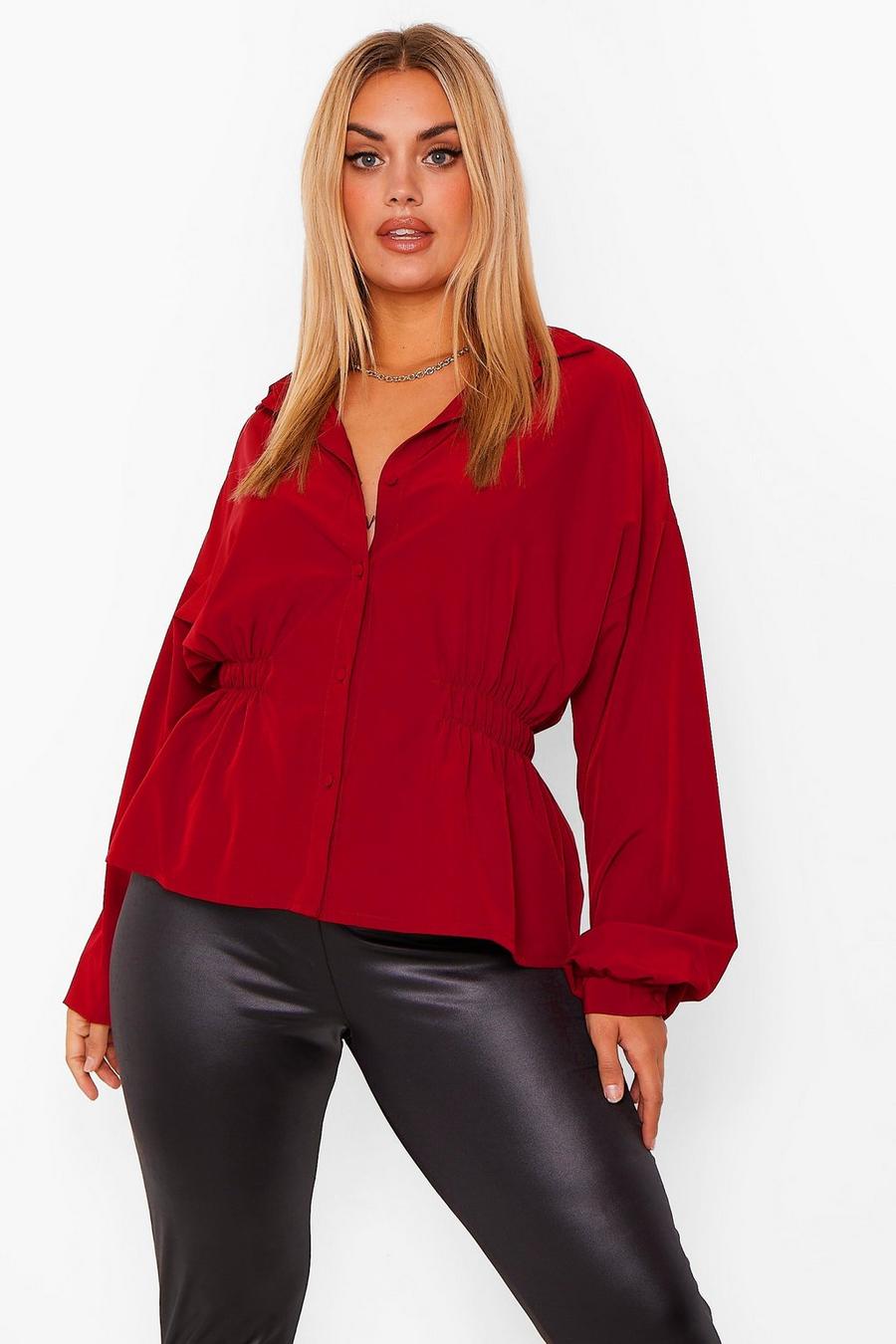 Berry Plus Ruched Peplum Shirt image number 1