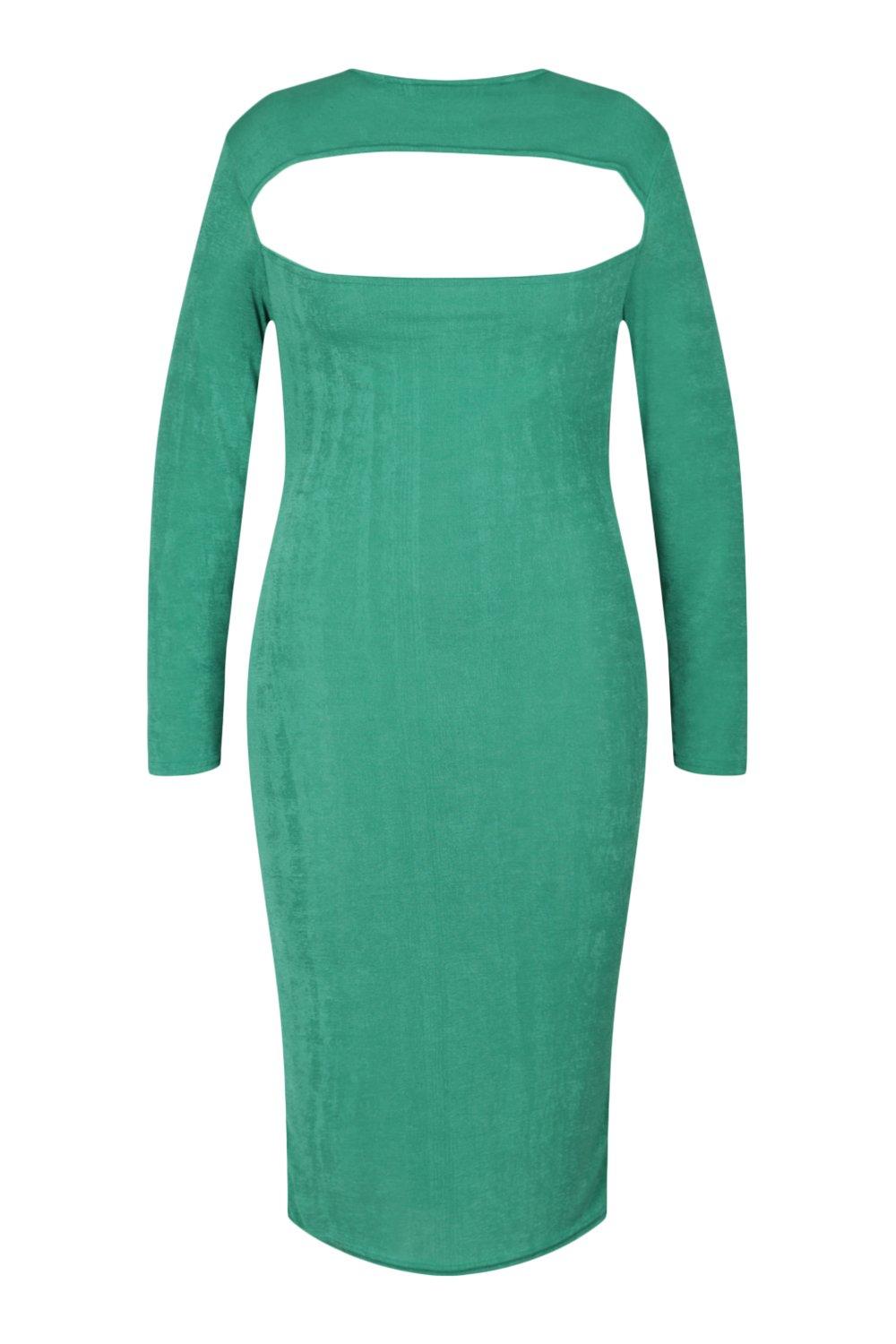 bottle green midi dress