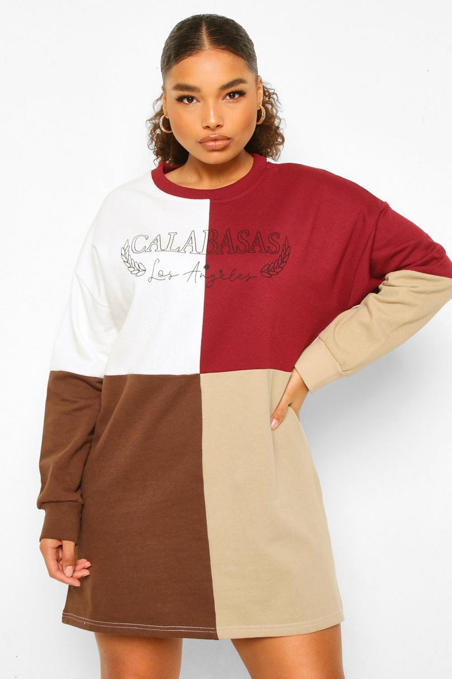 Wine Plus Calabasas Colour Block Sweatshirt Dress image number 1