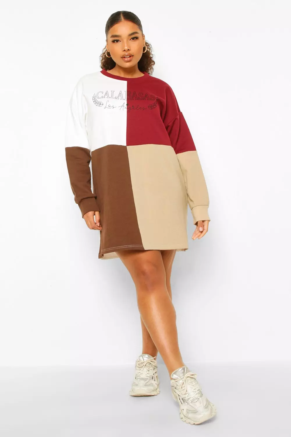 Missguided color block oversized sweatshirt dres sale