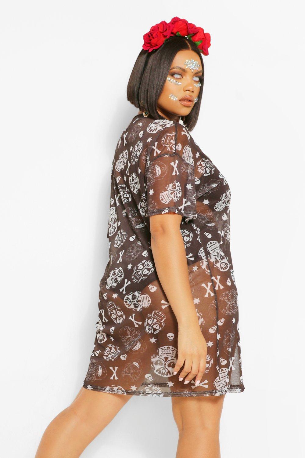 Floral mesh t shirt dress on sale