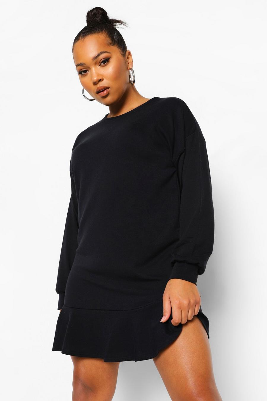 Black Plus - Sweatshirtklänning med volanger image number 1