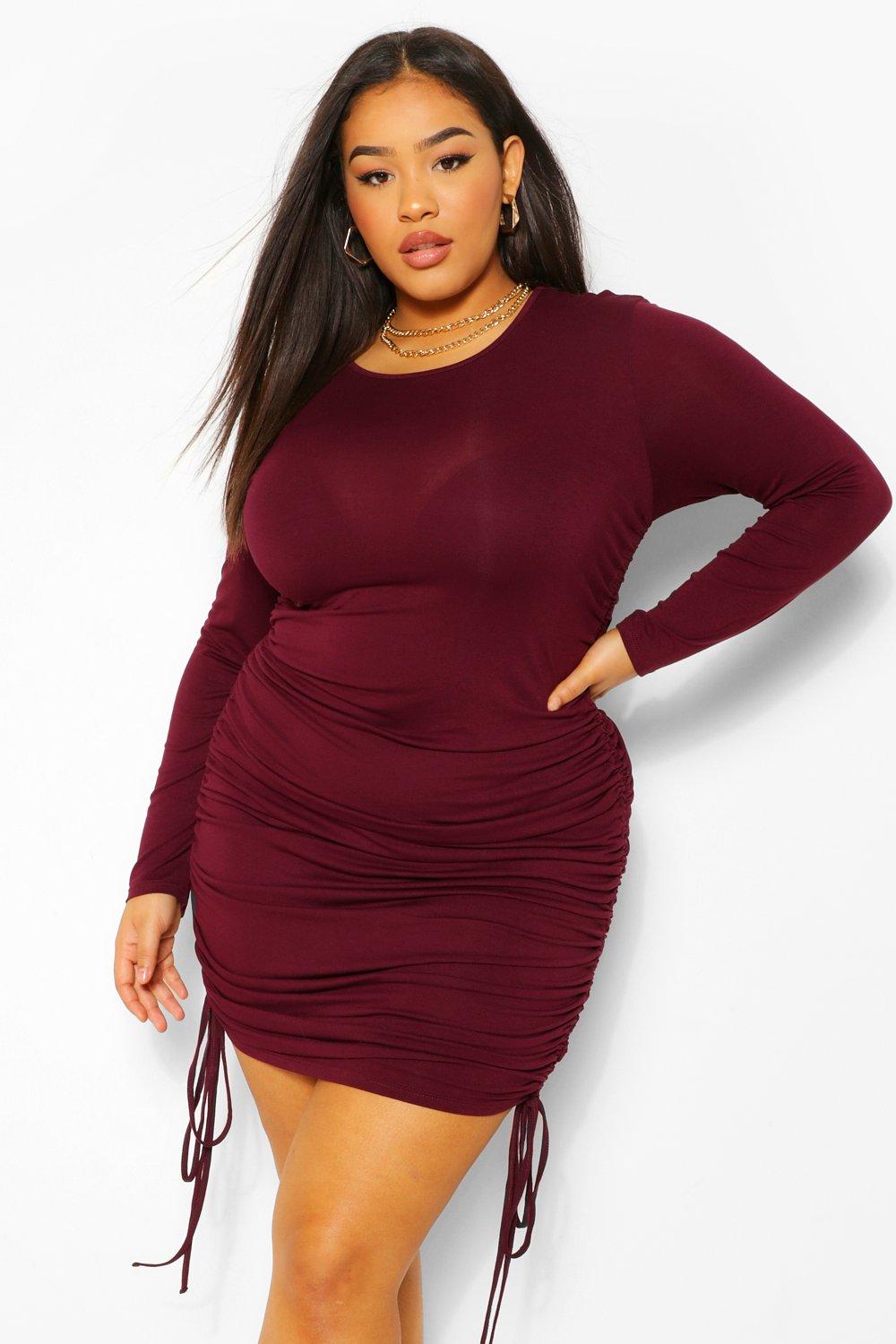 side ruched bodycon dress
