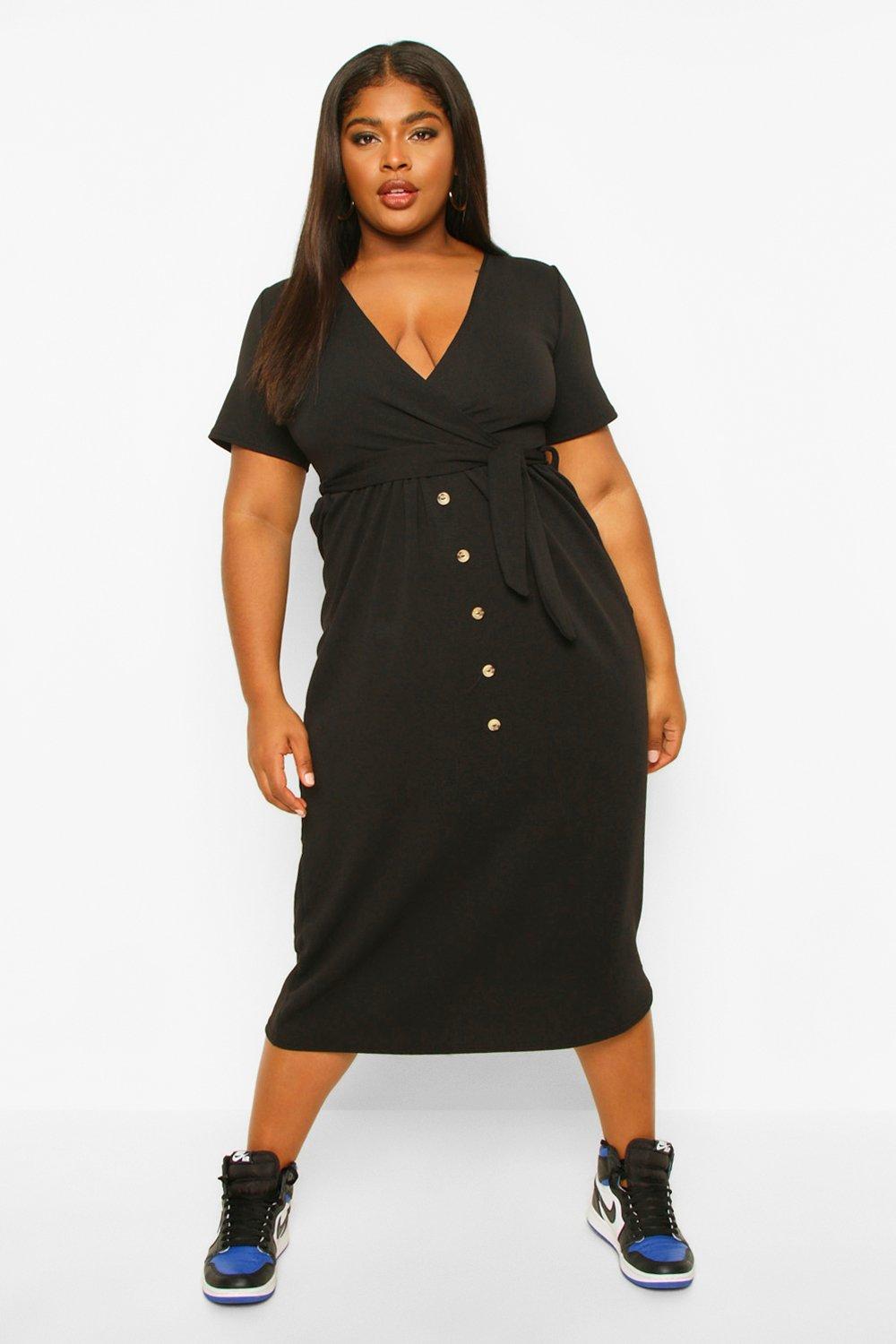 plus size button down midi dress